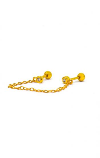 Mini brinco elegante com corrente, ART860, cor ouro