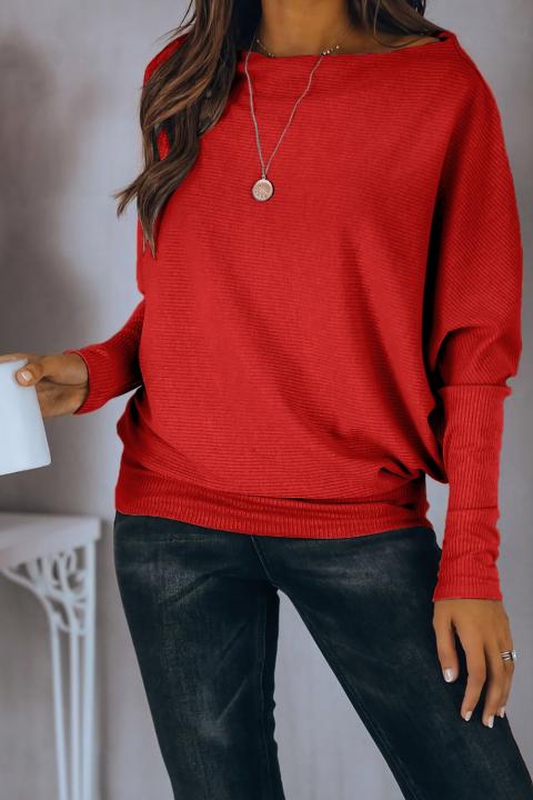 Camiseta oversize com decote barco e mangas soltas Danica, vermelha