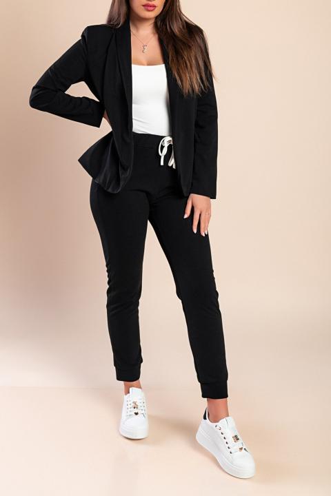 Conjunto de calças blazer elegante Estrena monocromática, preto