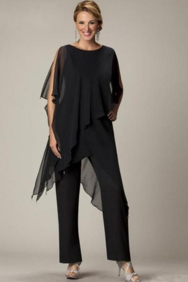 Conjunto de elegante túnica translúcida e calça comprida Claudette, preta