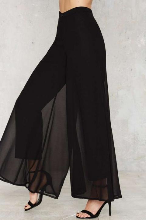 Calça comprida elegante Veronna, preta