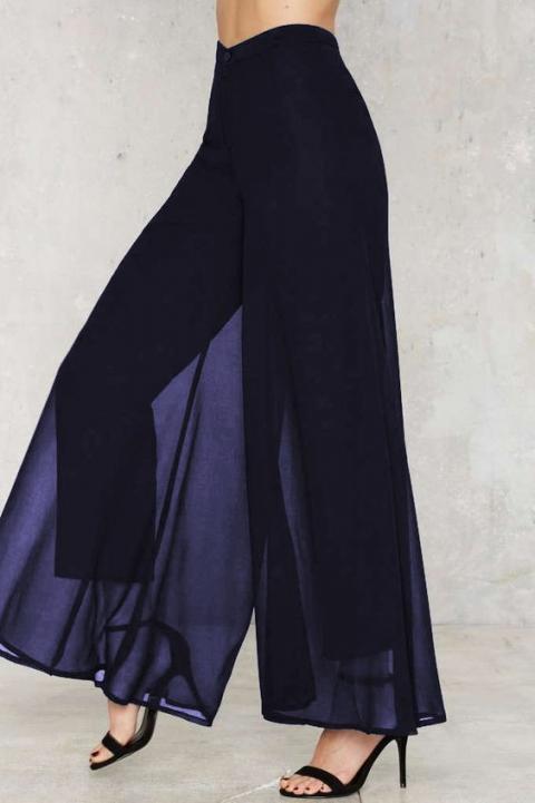 Calças compridas elegantes Veronna, azul escuro