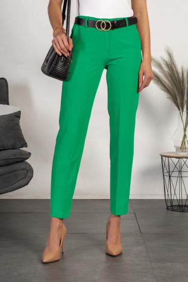 Calça comprida elegante com perna reta Tordina, verde