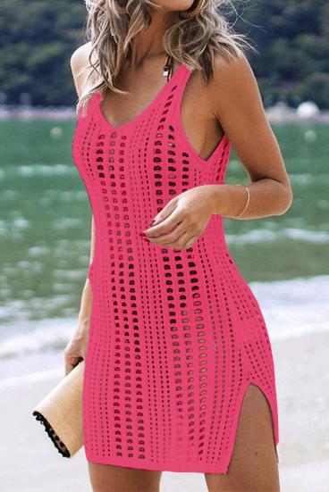 Vestido de praia de crochê Babetta, fúcsia