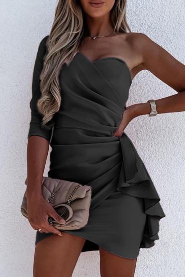 Mini vestido elegante com folhos Ricaletta, preto