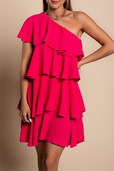 Mini vestido elegante com folhos Liona, rosa