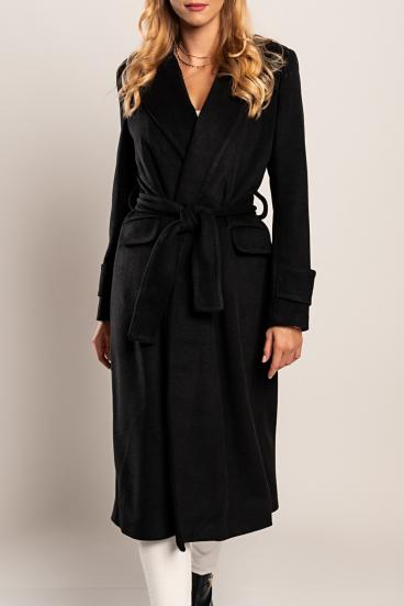 Elegante casaco longo Canossa, preto