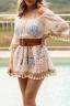 Mini vestido de verão em renda Bangui, bege
