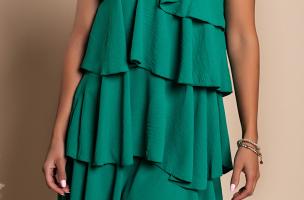 Mini vestido elegante com babados Liona, verde