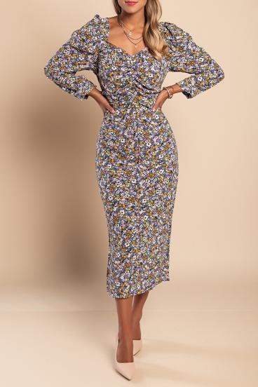 Elegante vestido midi com estampa floral Ferra, lilás