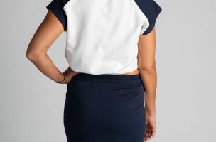 Conjunto de camisola curta com estampada e saia Peruggina, branco-azul