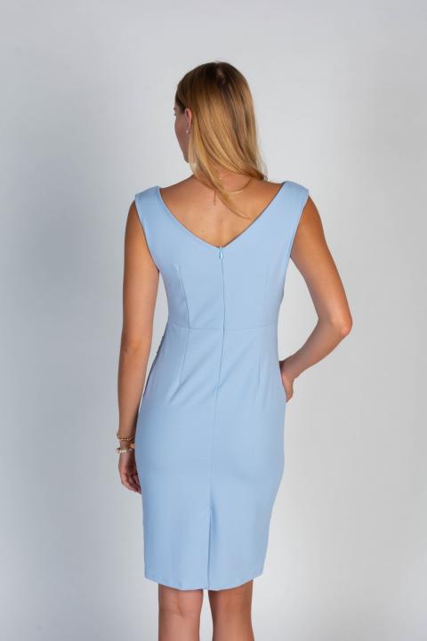Minivestido elegante sem mangas com detalhes de tecido franzido Montreal, azul claro