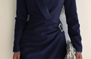 Mini vestido elegante Farna, azul escuro