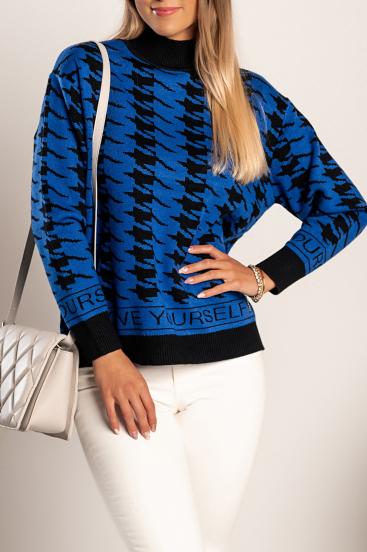 Suéter com estampa de pepitas Sanga, preto e azul