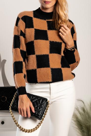 Suéter com estampa xadrez Salanilla, preto camelo