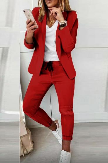 Conjunto elegante de calças e blazer Estrena, vermelho