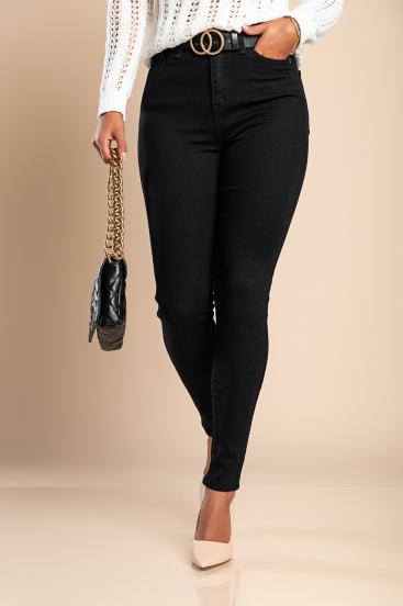 Jeans elásticos com calças justas, preto