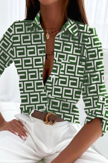 Blusa elegante com estampa geométrica Lavlenta, verde