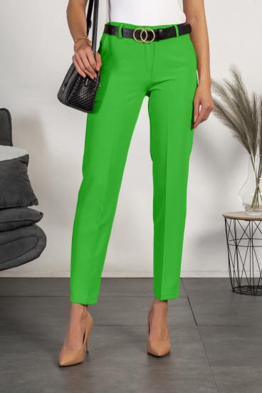 Calças compridas elegantes com pernas retas Tordina, verde claro