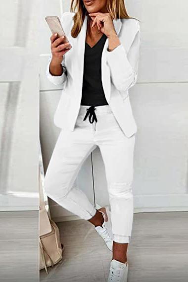 Elegante conjunto de calças blazer Estrena, branco