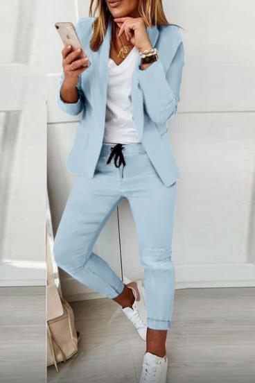 Conjunto elegante de calças blazer Estrena, azul claro