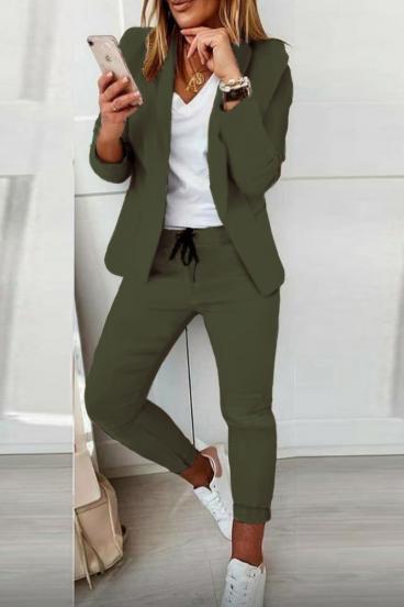 Conjunto de calças blazer elegante Estrena, verde azeitona