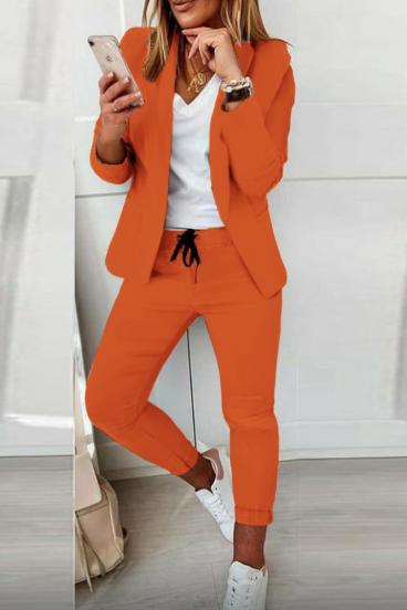 Conjunto elegante de blazer e calça Estrena, laranja