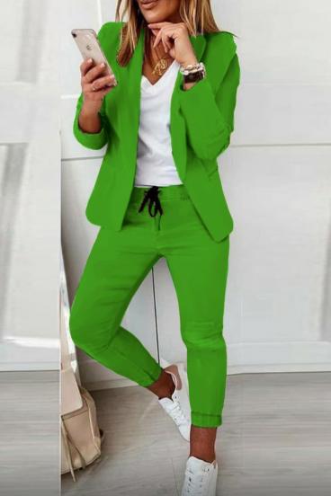 Conjunto elegante de blazer e calça Estrena, verde