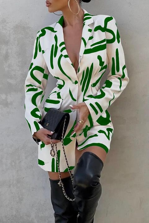 Mini vestido elegante com estampado, verde
