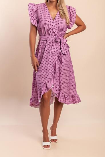 Vestido midi com estampa de bolinhas, lilás