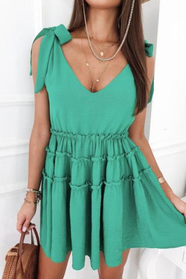 Mini vestido com folhos, verde