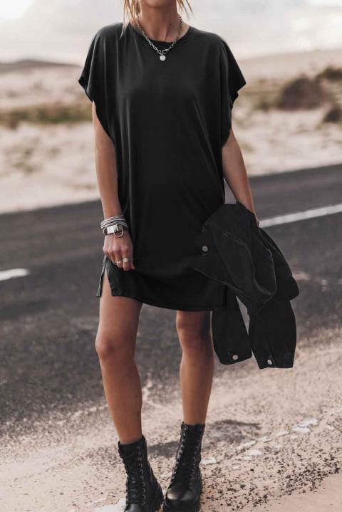 Mini vestido com mangas soltas, preto