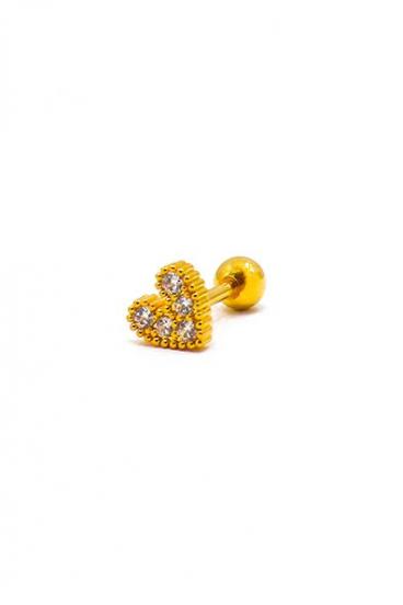 Mini brinco elegante em forma de coração, ART1008, cor ouro