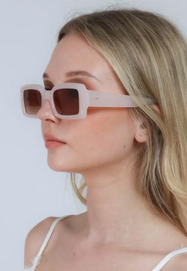 Óculos de sol fashion com armação retangular, ART2168, bege