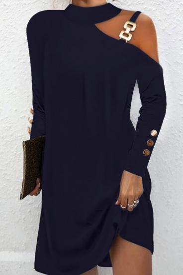 Mini vestido com detalhe metálico, azul escuro