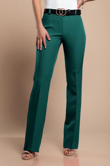 Calças compridas elegantes com perna reta, verde