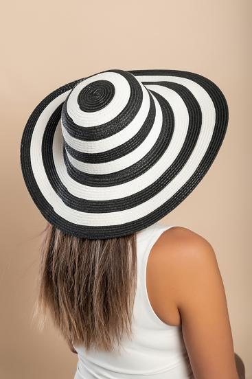 Chapéu fashion com estampa listrada, preto