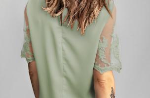 T-shirt feminina com mangas transparentes Jurana, verde