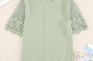 T-shirt feminina com mangas transparentes Jurana, verde