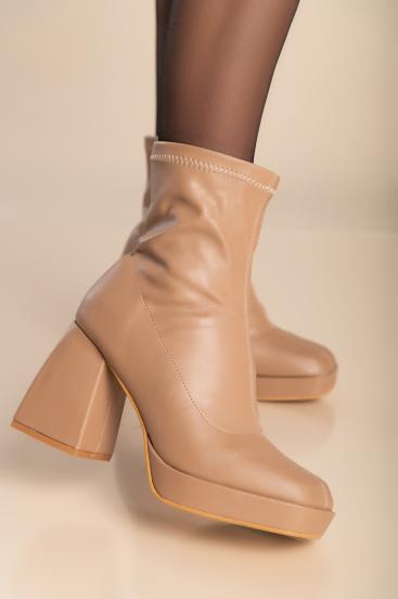 Botins de couro sintético MS7073, cáqui