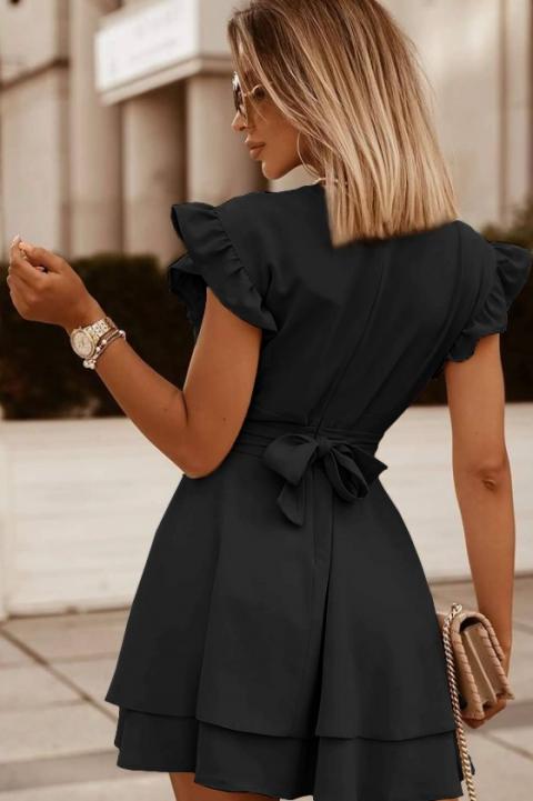 Mini vestido elegante com folhos Favinna, preto