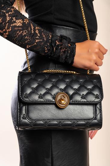 Bolsa pequena com detalhe acolchoado, preta