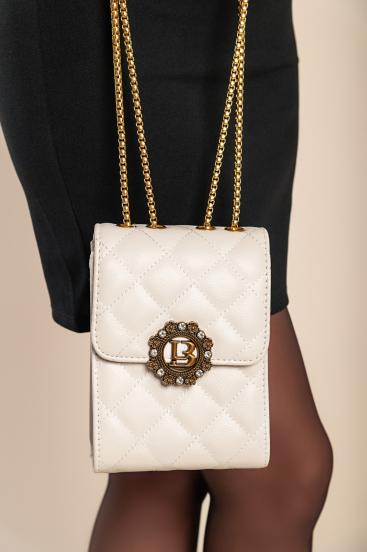 Bolsa pequena elegante com detalhes acolchoados, branca