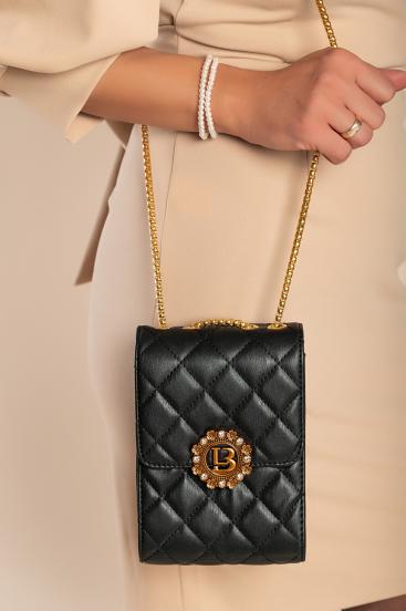 Bolsa pequena elegante com detalhe acolchoado, preta