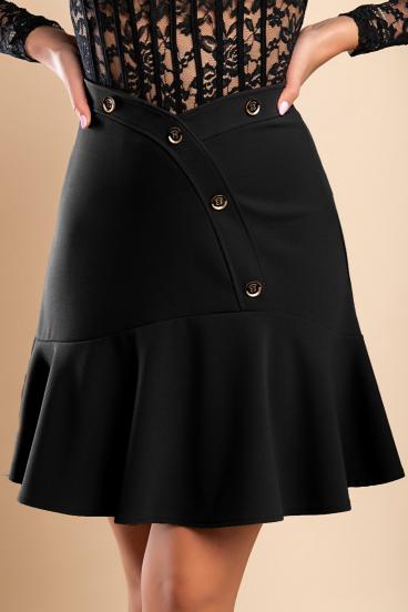 Mini saia com botões decorativos, preta