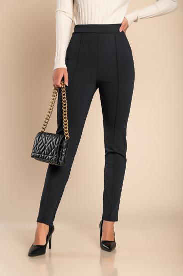 Calças elegantes com cintura elástica, pretas