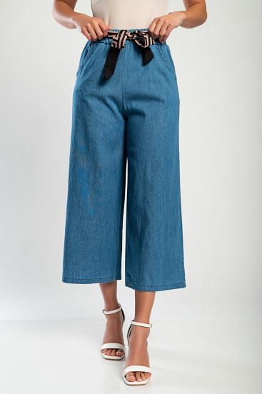 Jeans com cintura elástica, azul