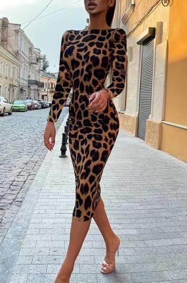 Vestido midi bodycon com estampa de leopardo, leopardo