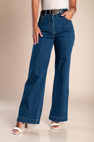 Calça jeans larga, azul