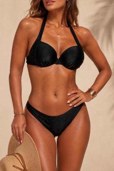 Fato de banho de duas peças com strass, preto